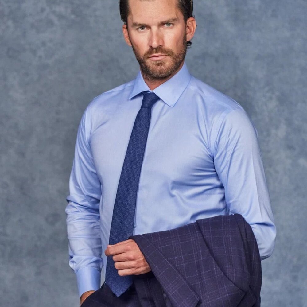 Lorenzo Uomo  Blue Trim Fit Shirt Men's 17  34/35